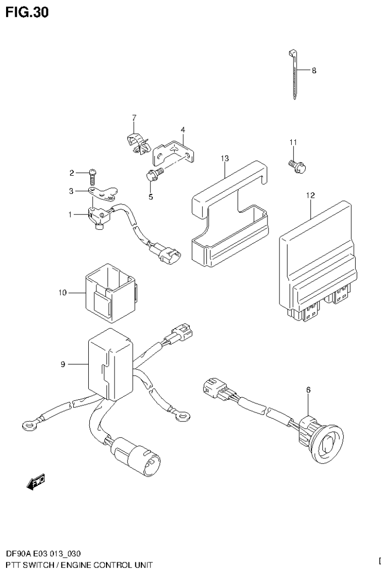 Suzuki DF80A, DF90A PTT SWITCH / ENGINE CONTROL UNIT (DF90A E3) parts diagram